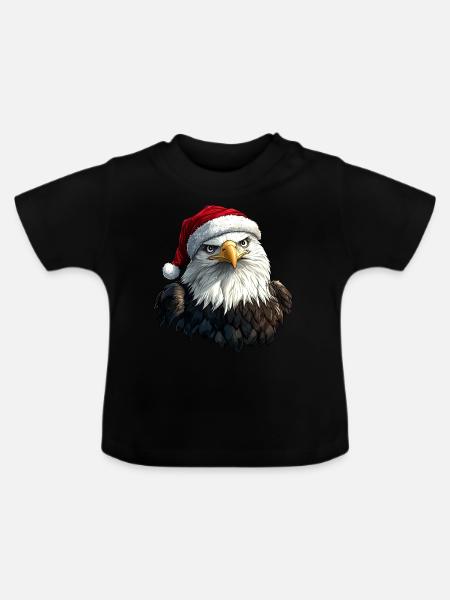 Adler Weihnachten - Baby Bio-T-Shirt mit Rundhals - Schwarz