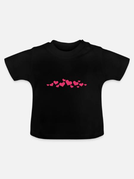 Herzen - Baby Bio-T-Shirt mit Rundhals - Schwarz