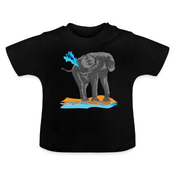 Elephant proboscis pachyderm africa elfenben kenya - Økologisk T-shirt til baby, rund hals - sort - Foran
