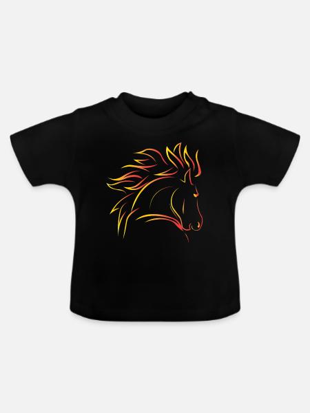 Pferd Wildpferd - Baby Bio-T-Shirt mit Rundhals - Schwarz
