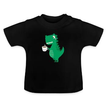 coffee rex Kaffesaurus rex - Baby Organic T-Shirt with Round Neck - black - Front