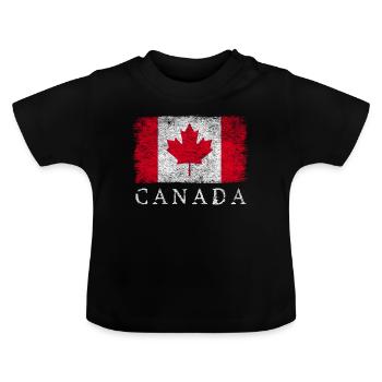 Canada Canadian Flag Canada Flag - Baby Organic T-Shirt with Round Neck - black - Front