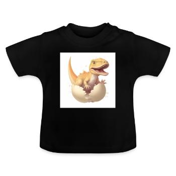 Naissance de Dino - T-shirt bio col rond Bébé - noir - Devant