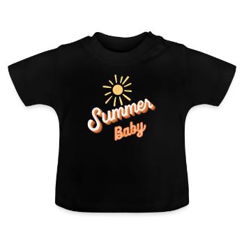 Babysprüche Babykleidung Kinderkleidung - Baby Bio-T-Shirt mit Rundhals - Schwarz - Vorne
