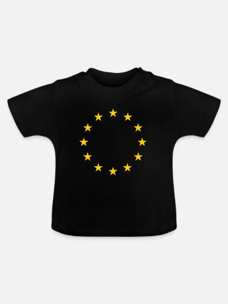 EU-Flagge - Baby Bio-T-Shirt mit Rundhals - Schwarz