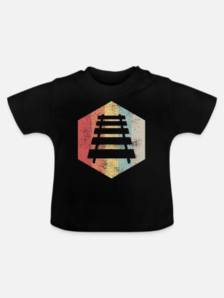 Zug Eisenbahn Gleise - Baby Bio-T-Shirt mit Rundhals - Schwarz