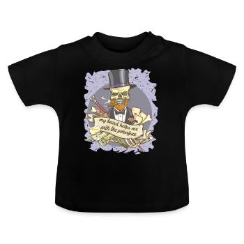 My Beard helps me with the Pokerface - Baby Bio-T-Shirt mit Rundhals - Schwarz - Vorne