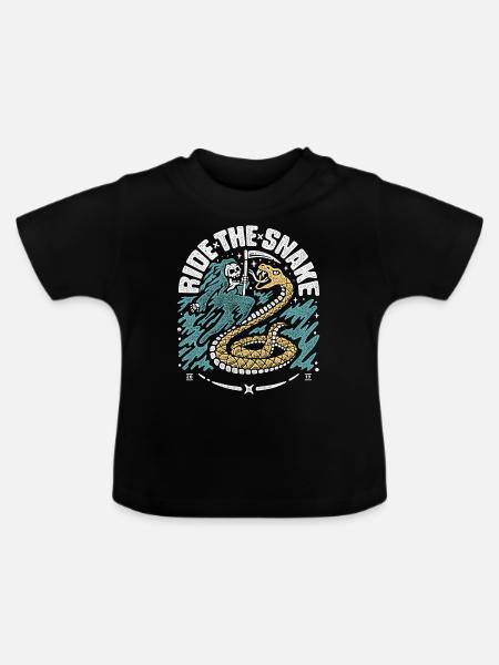 ride the snake - T-shirt bio col rond Bébé - noir