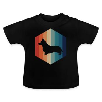 Corgi Vintage Hexagone - T-shirt bio col rond Bébé - noir - Devant