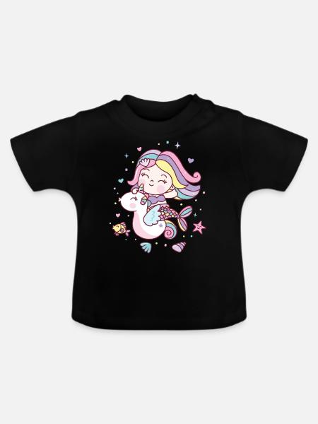Meerjungfrau - Baby Bio-T-Shirt mit Rundhals - Schwarz