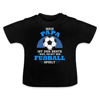 Fußball Papa - Baby Bio-T-Shirt mit Rundhals - Schwarz - Vorne