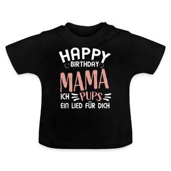 Happy Birthday Mom - Baby Organic T-Shirt with Round Neck - black - Front