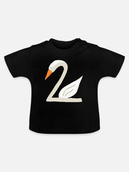 Schwan 2 - Baby Bio-T-Shirt mit Rundhals - Schwarz