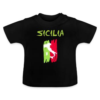 Beautiful Sicily T-Shirt Sicilia Souvenir - Baby Organic T-Shirt with Round Neck - black - Front