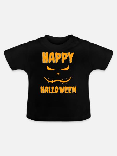 Happy Halloween Face - Baby Bio-T-Shirt mit Rundhals - Schwarz