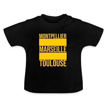 Marseille, Montpellier oder Toulouse? - Baby Bio-T-Shirt mit Rundhals - Schwarz - Vorne