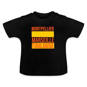 Montpellier, Marseille oder Toulouse? - Baby Bio-T-Shirt mit Rundhals - Schwarz - Vorne