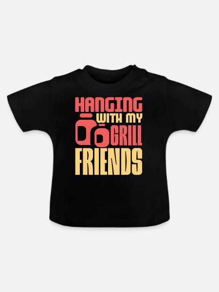 HÄNGEN MIT MEINEN GRILLFREUNDEN - Baby Bio-T-Shirt mit Rundhals - Schwarz