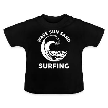 Surfing Surfboard Surfer Gift Idea - Baby Organic T-Shirt with Round Neck - black - Front