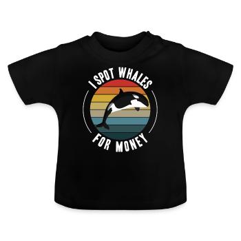 Wale beobachten - Baby Bio-T-Shirt mit Rundhals - Schwarz - Vorne