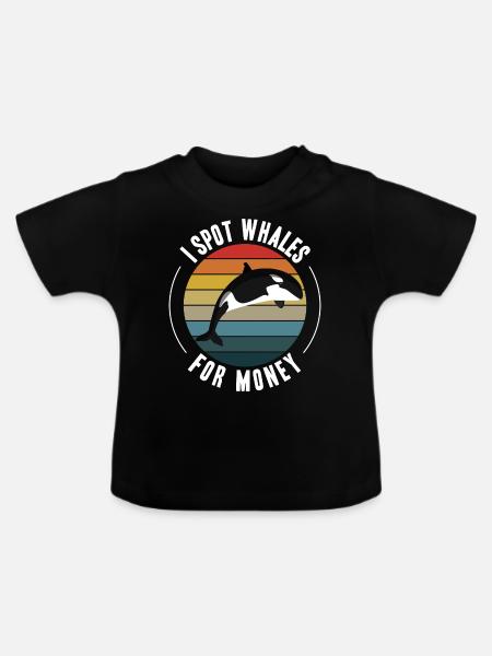 Wale beobachten - Baby Bio-T-Shirt mit Rundhals - Schwarz