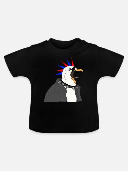 punker möwe lederjacke sonnenbrille - Baby Bio-T-Shirt mit Rundhals - Schwarz