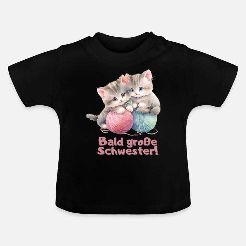 Bald große Schwester - Baby Bio-T-Shirt mit Rundhals - Schwarz