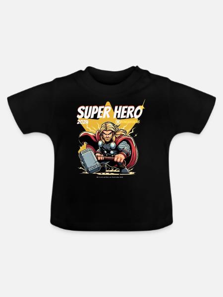 Super Hero - Baby Bio-T-Shirt mit Rundhals - Schwarz