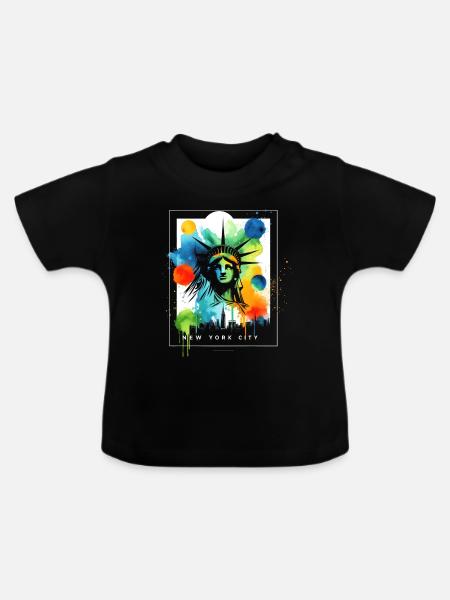Pulsierende NYC Liberty - Baby Bio-T-Shirt mit Rundhals - Schwarz
