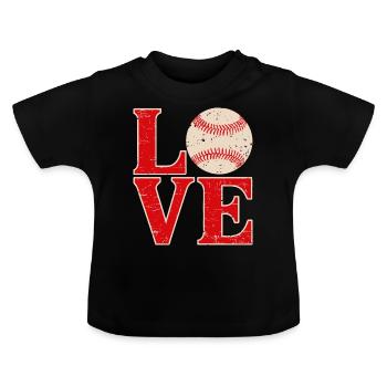 Aimer le baseball - T-shirt bio col rond Bébé - noir - Devant