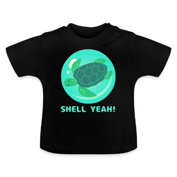 Muschel ja! - Baby Bio-T-Shirt mit Rundhals - Schwarz - Vorne