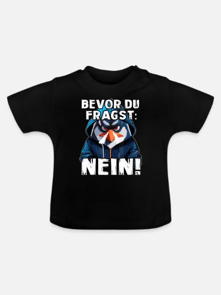 Bevor Du Fragst Nein - Baby Bio-T-Shirt mit Rundhals - Schwarz