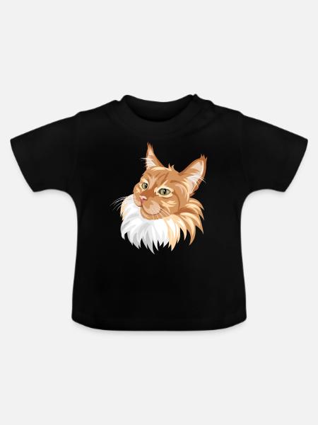Ingwer Katze Porträt - Baby Bio-T-Shirt mit Rundhals - Schwarz