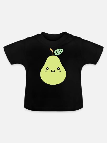 Birne - Baby Bio-T-Shirt mit Rundhals - Schwarz