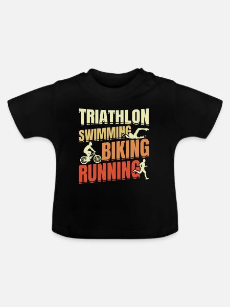 Triathlon Wiederholen - Baby Bio-T-Shirt mit Rundhals - Schwarz
