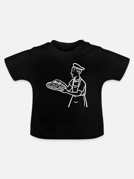 Pizzabäcker Zeichnung - Baby Bio-T-Shirt mit Rundhals - Schwarz