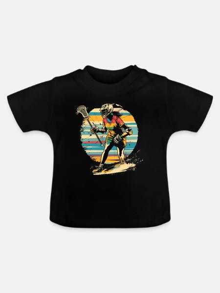 Retro Lacrossespielerin 90er Jahre - Baby Bio-T-Shirt mit Rundhals - Schwarz