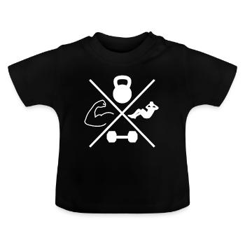 TRAINING kruis - Baby biologisch T-shirt met ronde hals - zwart - Voor