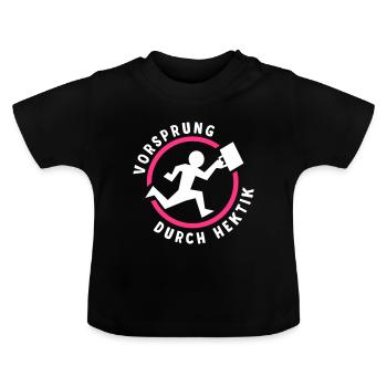 Vorsprung durch Hektik - Baby Bio-T-Shirt mit Rundhals - Schwarz - Vorne