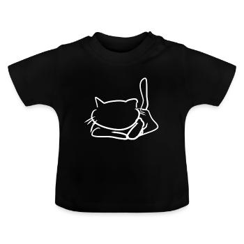 chat couché couché animal de compagnie - T-shirt bio col rond Bébé - noir - Devant