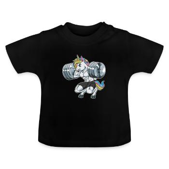 Lift Like A Unicorn | Fitness Gewichtheben Muskeln - Baby Bio-T-Shirt mit Rundhals - Schwarz - Vorne