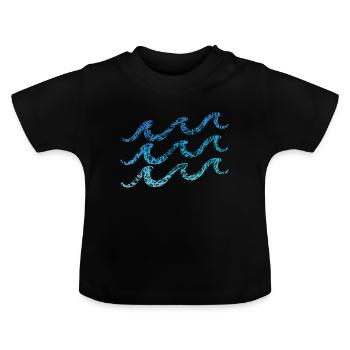 Vagues Gribouillages Couleurs Vague Sailor Surf - T-shirt bio col rond Bébé - noir - Devant