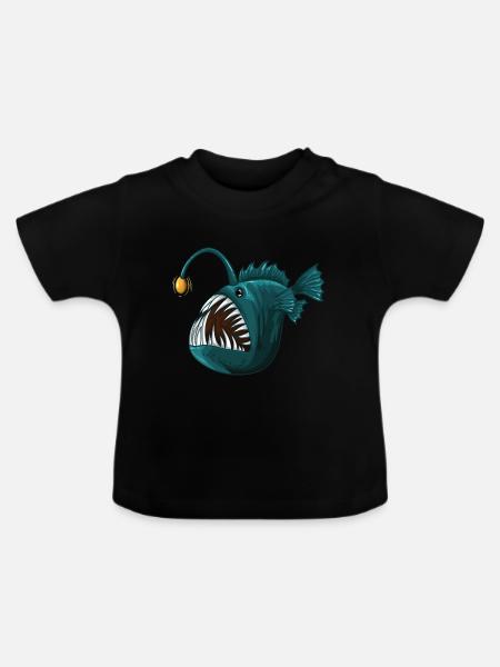 Anglerfisch Tiefsee - Baby Bio-T-Shirt mit Rundhals - Schwarz
