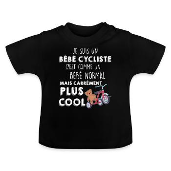 Béebe A Vélo C'est Pour Bientôt Cadeau Naissance - T-shirt bio col rond Bébé - noir - Devant