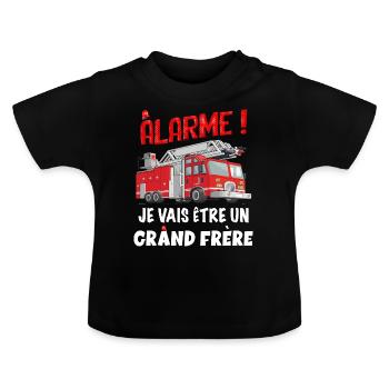 Future Grand Fere Cadeau Petit Pompier - T-shirt bio col rond Bébé - noir - Devant