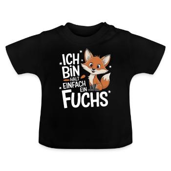 Fuchs Füchse Wildtier Waldtier Rotfuchs - Baby Bio-T-Shirt mit Rundhals - Schwarz - Vorne