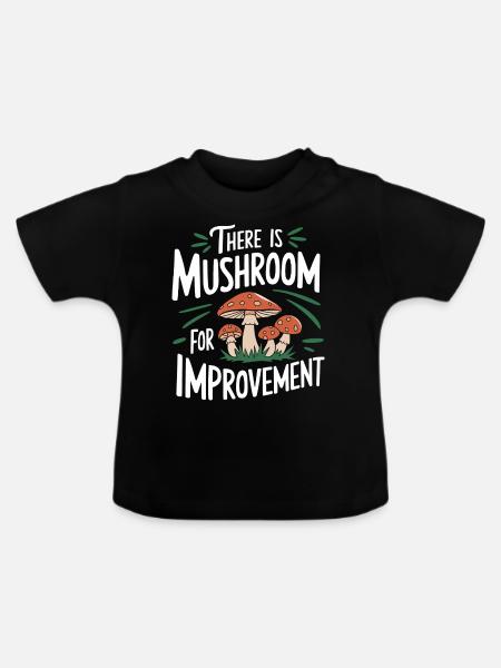 Pilz Pilze Funghi Champignon - Baby Bio-T-Shirt mit Rundhals - Schwarz