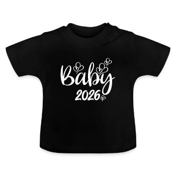Bébé 2026 tu vas annoncer papa grossesse - T-shirt bio col rond Bébé - noir - Devant