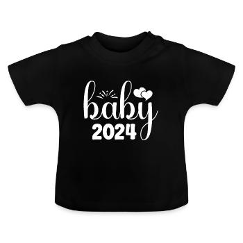 Bébé 2024 Grossesse Annonce la naissance du bébé - T-shirt bio col rond Bébé - noir - Devant
