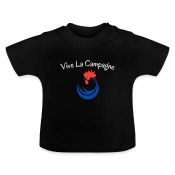 Vive la campagne, coq - T-shirt bio col rond Bébé - noir - Devant